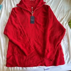 Sampeel Knit Quarter Zip Red New with Tags